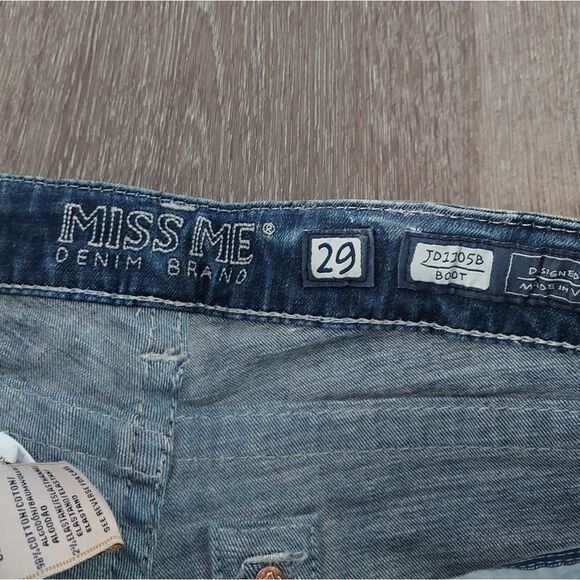 Miss Me Blue Flare Wide Leg Jeans with Distressed Details - Picture 7 of 12